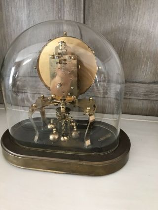 Vintage Kundo 400 Day Oval German Anniversary Clock Glass Dome Key 3
