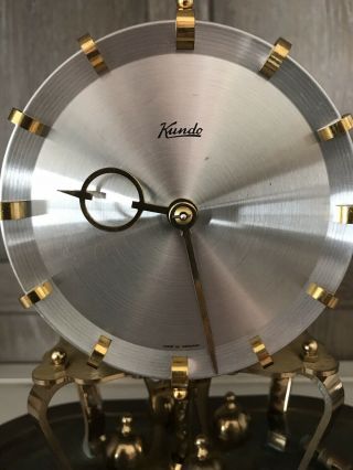 Vintage Kundo 400 Day Oval German Anniversary Clock Glass Dome Key 5