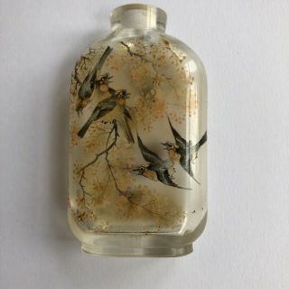 Antique Chinese Snuff Bottle Reverse Hand Painted Signed Early 19th C