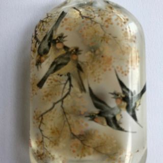 Antique Chinese Snuff Bottle Reverse Hand Painted Signed Early 19th C 2