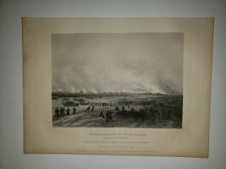 Bombardment Of Fort Fisher 1865 Civil War Painting Print By Alonzo Chappel Rare