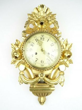 Swedish Jmp Vintage Antique Wall Clock Mid Century Gilt (westerstrand Era)