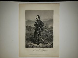 General John A.  Logan 1865 Civil War Painting Print By Thomas Nast Very Rare