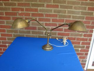 Faries Industrial Desk Lamp Double Articulated Arms O C White Era