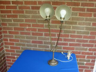 FARIES INDUSTRIAL DESK LAMP DOUBLE ARTICULATED ARMS O C WHITE ERA 3