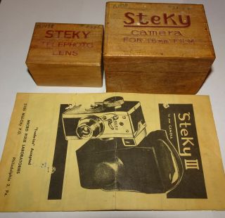 Steky Iii Miniature Camera,  Telephoto Lens,  Accessory Sheet,  Instructions,  Boxes
