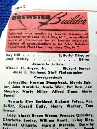 1943 BREWSTER AERONAUTICAL CORP WWII Builder LACEY PARK,  Warminster Heights,  PA 2