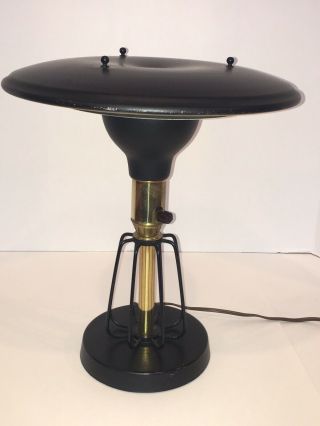 Vtg Atomic Mcm 50s Mid Century Modern Ufo Saucer Table Desk Lamp Sight Light