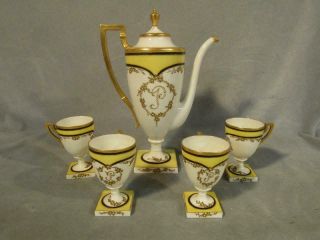 Gorgeous Ceramic Art Co.  Lenox Belleek 5 Pc.  Chocolate Set 1902: Pot & 4 Cups