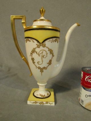 GORGEOUS CERAMIC ART CO.  LENOX BELLEEK 5 PC.  CHOCOLATE SET 1902: POT & 4 CUPS 5