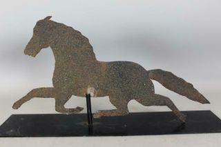 Rare 19th C Sheet Iron " Horse " Weathervane In Grungy Old Weathered Surface