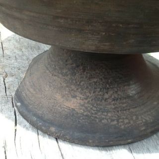 Early Primitive Wooden Treen Footed Bowl Compote Hand Turned Patina 11