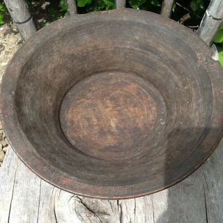 Early Primitive Wooden Treen Footed Bowl Compote Hand Turned Patina 2