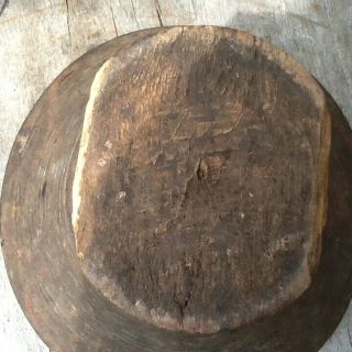 Early Primitive Wooden Treen Footed Bowl Compote Hand Turned Patina 4