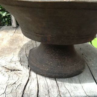 Early Primitive Wooden Treen Footed Bowl Compote Hand Turned Patina 8