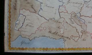 Miss Dyer ' s ca 1800 schoolgirl hand drawn watercolor map of Europe 4