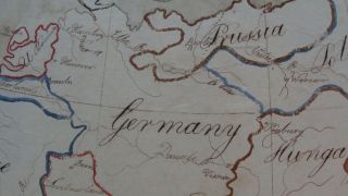 Miss Dyer ' s ca 1800 schoolgirl hand drawn watercolor map of Europe 9