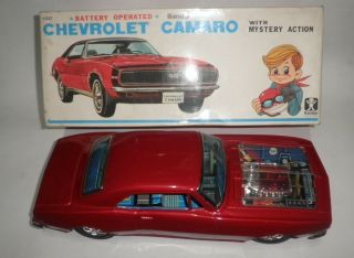 Vintage Large Tin Toy Car Chevrolet Camaro Ss Bandai Batt.  Op.  Japan Nmb
