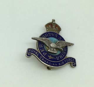 Wwii Birks Enamel Sterling Silver Pin Royal Canadian Air Force Rcaf