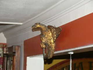 Authentic Federal carved American eagle with banner hoop in talons gold gilding 3