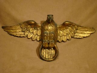 Authentic Federal carved American eagle with banner hoop in talons gold gilding 4