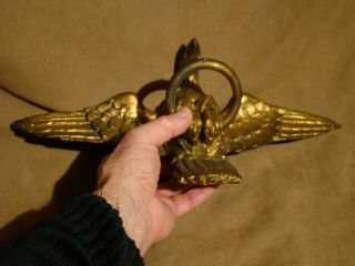 Authentic Federal carved American eagle with banner hoop in talons gold gilding 9