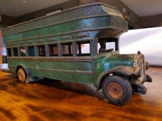 1920s Arcade Cast Iron 500 Yellow Coach Bus