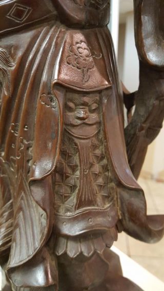 A Large Chinese Antique Carved Wooden Statue. 11