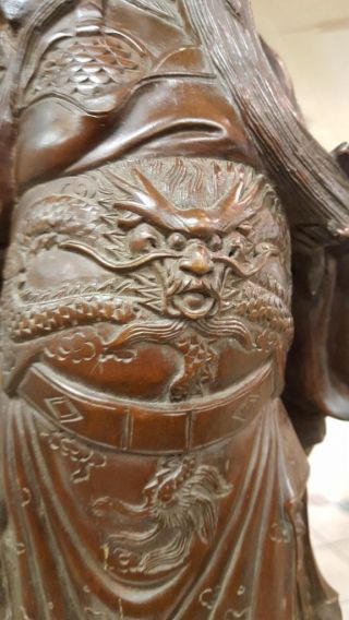 A Large Chinese Antique Carved Wooden Statue. 12