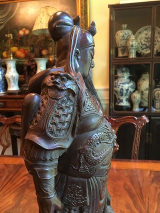 A Large Chinese Antique Carved Wooden Statue. 9