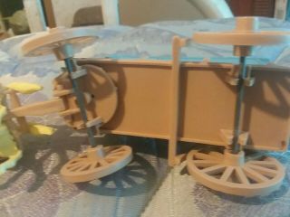 Marx Vintage Wagon Fort Apache Custer Wagon Train Playset Tan With blue Top 5