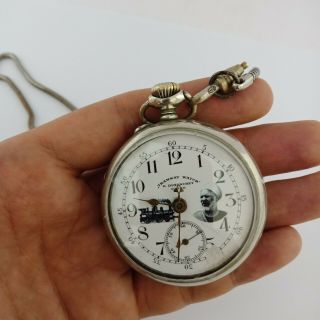 Rare Vintage Moeris Pocket Watch Tram Way Cairo Big Size Swiss Made 1929 Grand