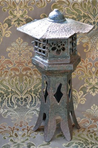 Japanese Antique Cast Iron Garden/ Temple Lantern - Toro - Marked