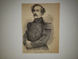 Robert E.  Lee Confederate Commander 1862 Civil War Woodcut Rare