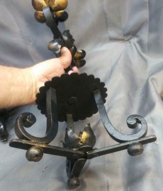 Two 2 Mission Arts & Crafts Gothic Style Wrought Iron Candlesticks Set 7