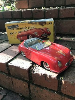 Rare Vintage Distler Porsche 356 Electromatic 7500 W Germany Toy Car W/ Box /key