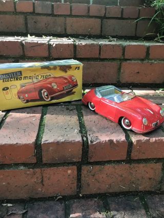 Rare Vintage Distler Porsche 356 Electromatic 7500 W Germany Toy Car W/ Box /Key 9