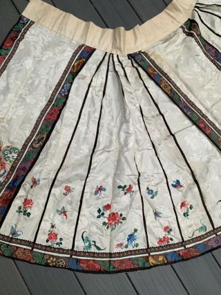 Colorful Antique Chinese Embroidery Silk Skirt with Flowers & Butterflies 12