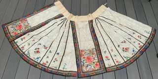 Colorful Antique Chinese Embroidery Silk Skirt With Flowers & Butterflies