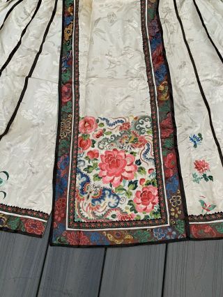 Colorful Antique Chinese Embroidery Silk Skirt with Flowers & Butterflies 2