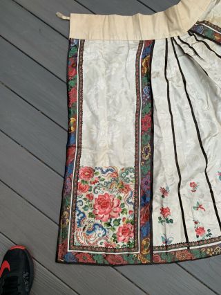 Colorful Antique Chinese Embroidery Silk Skirt with Flowers & Butterflies 3