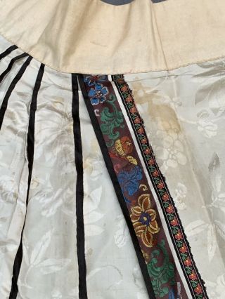 Colorful Antique Chinese Embroidery Silk Skirt with Flowers & Butterflies 5