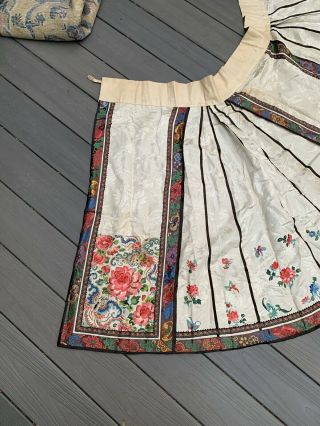 Colorful Antique Chinese Embroidery Silk Skirt with Flowers & Butterflies 6