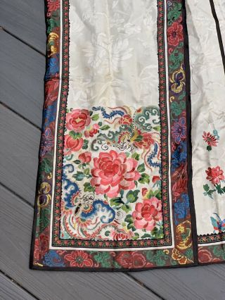 Colorful Antique Chinese Embroidery Silk Skirt with Flowers & Butterflies 7