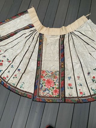 Colorful Antique Chinese Embroidery Silk Skirt with Flowers & Butterflies 9