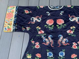 Lovely Antique 1900s Chinese Silk Embroidery Robe with Peking Flowers 12