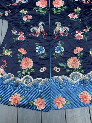 Lovely Antique 1900s Chinese Silk Embroidery Robe with Peking Flowers 3
