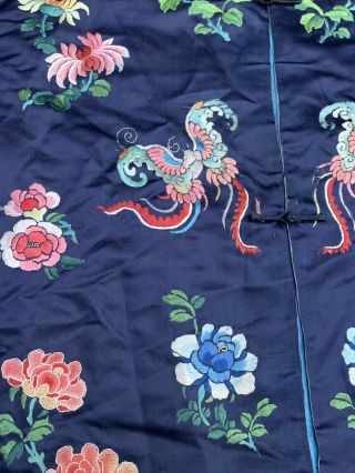 Lovely Antique 1900s Chinese Silk Embroidery Robe with Peking Flowers 5
