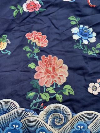 Lovely Antique 1900s Chinese Silk Embroidery Robe with Peking Flowers 6