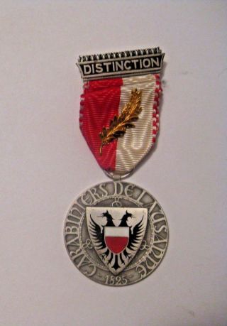Vintage 1957 Swiss Military Embossed Distinction Combat Shooting Award Medal